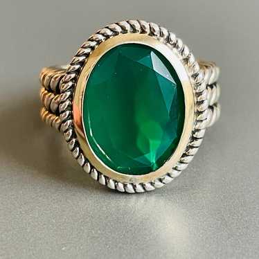 Green Onyx 10K Gold Sterling Silver Wire Design O… - image 1