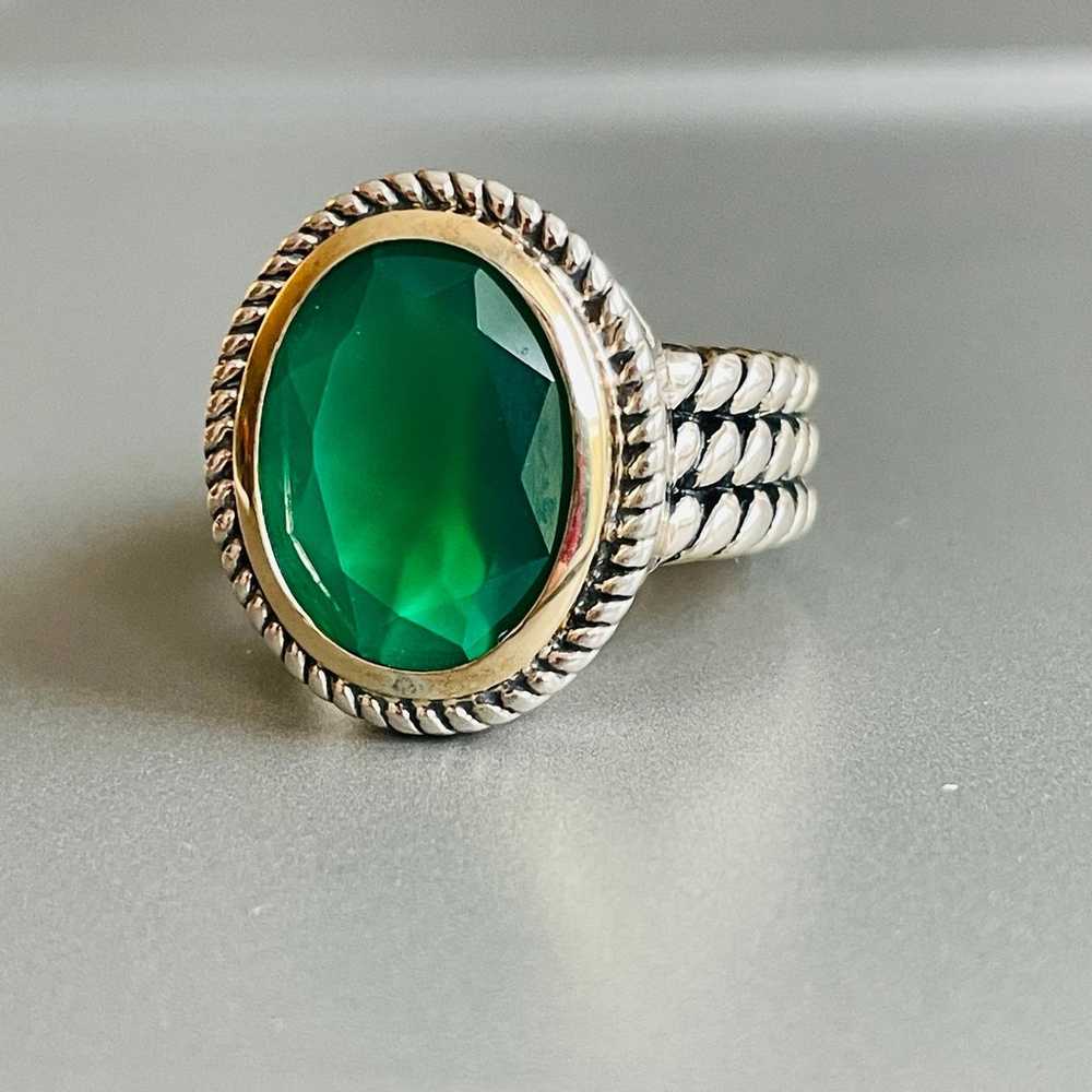 Green Onyx 10K Gold Sterling Silver Wire Design O… - image 3