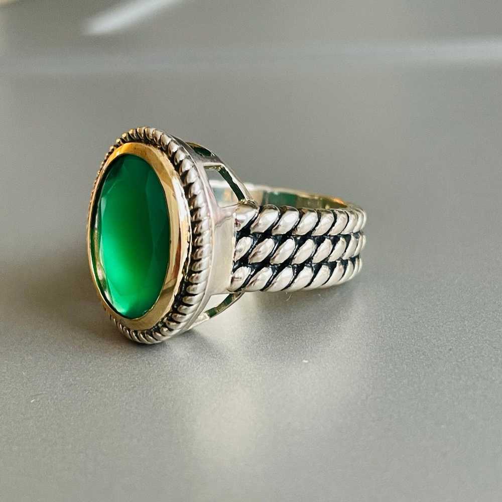 Green Onyx 10K Gold Sterling Silver Wire Design O… - image 4