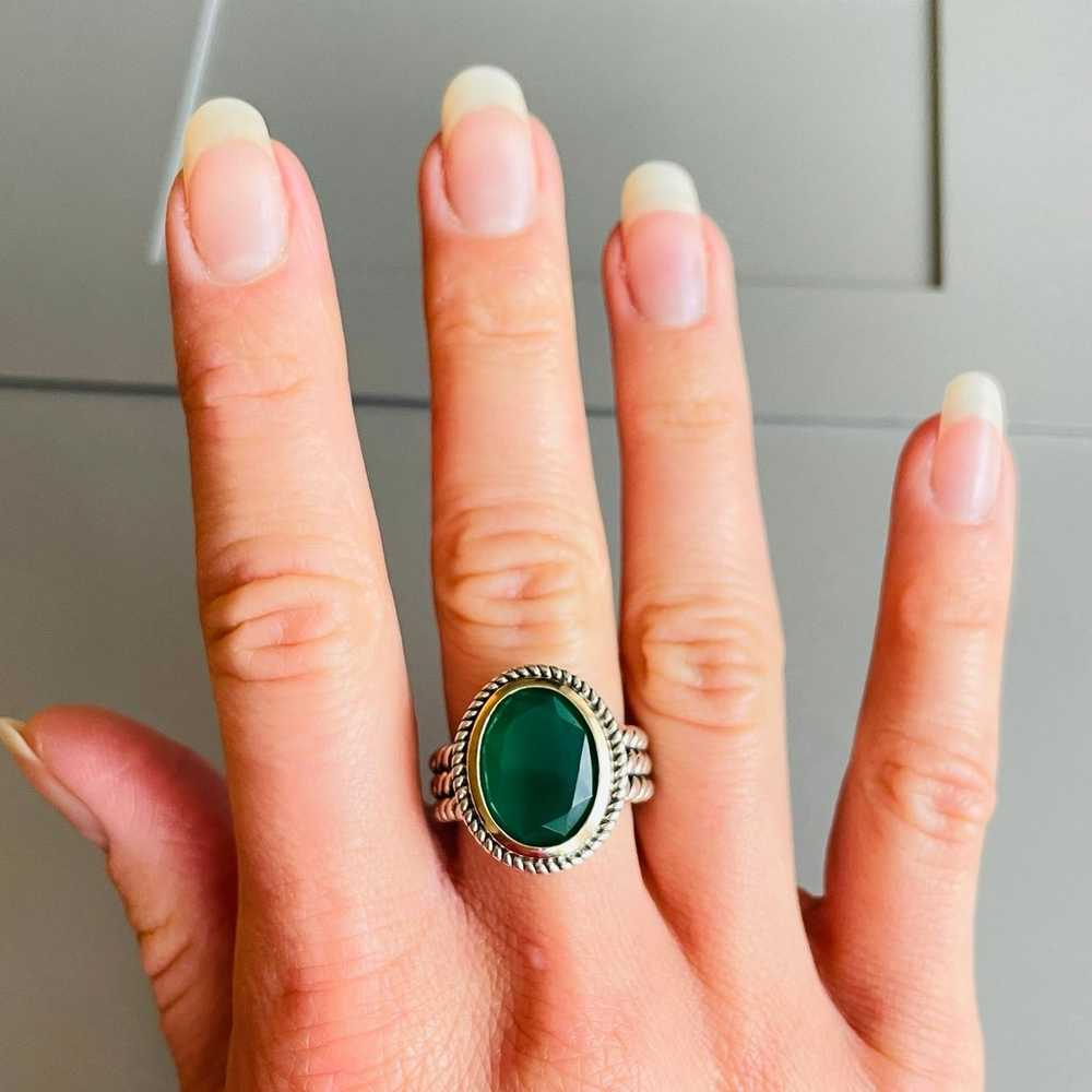 Green Onyx 10K Gold Sterling Silver Wire Design O… - image 9