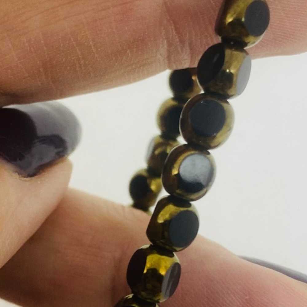 Vintage 14k Gold Filled Onyx Bead Necklace & Brac… - image 3