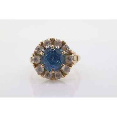 10k Blue Topaz and White Topaz Halo ring. 10k Aqu… - image 1