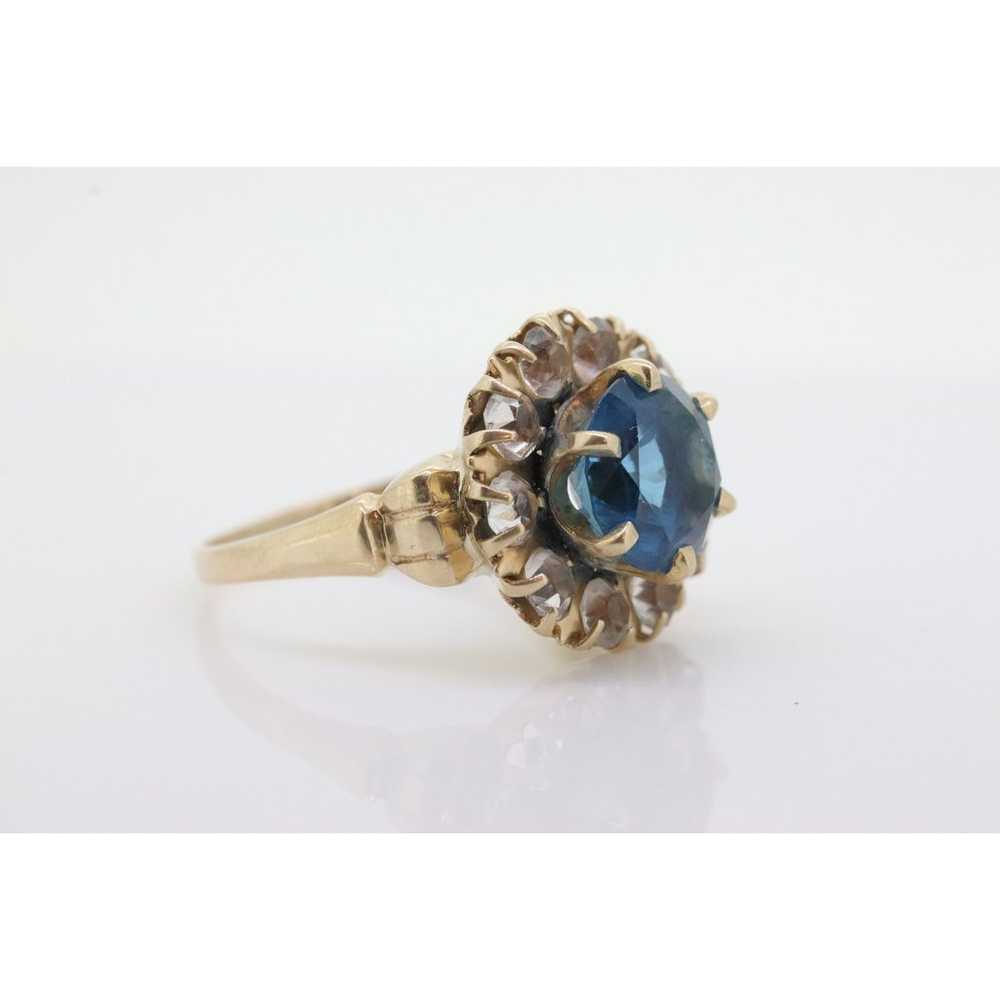 10k Blue Topaz and White Topaz Halo ring. 10k Aqu… - image 2