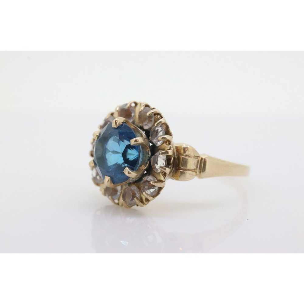 10k Blue Topaz and White Topaz Halo ring. 10k Aqu… - image 8