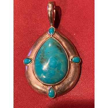 CR 925 Sterling Silver & Turquoise Pendant - image 1