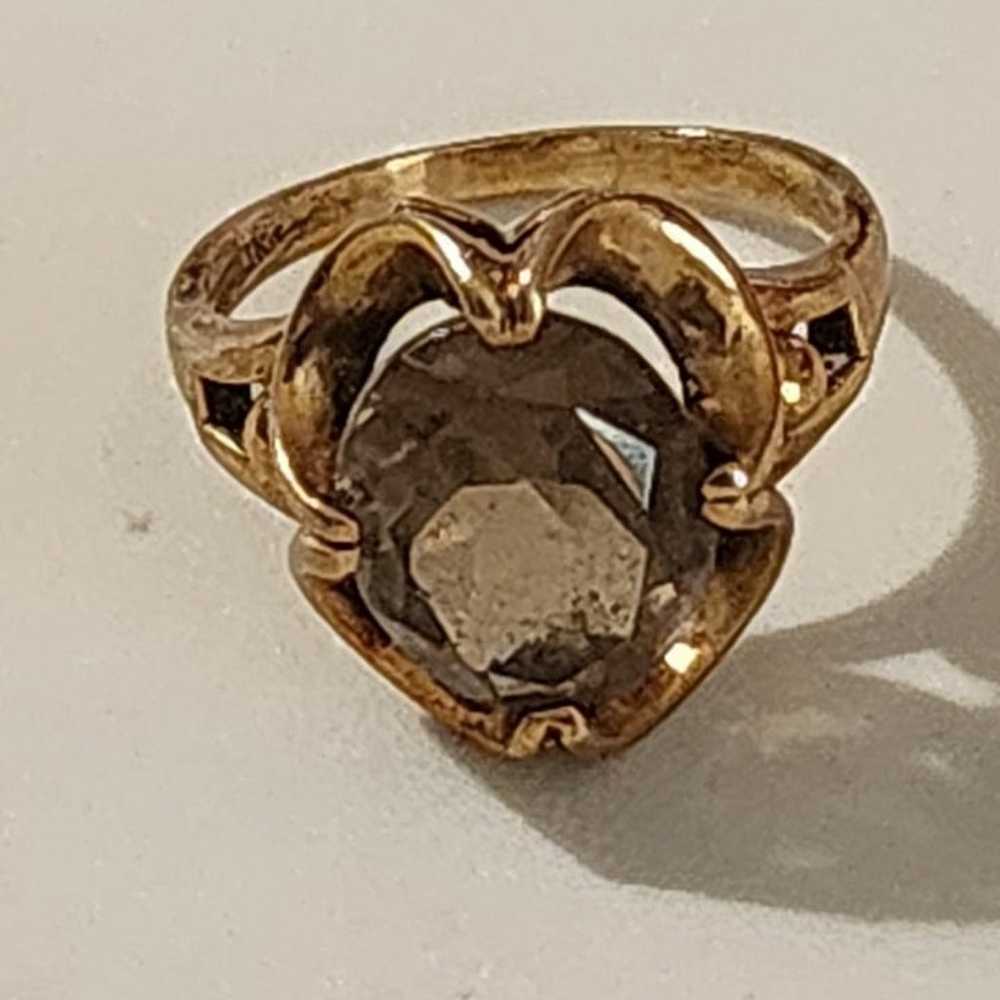 Vintage Smokey Topaz 10k ring size 7 - image 4