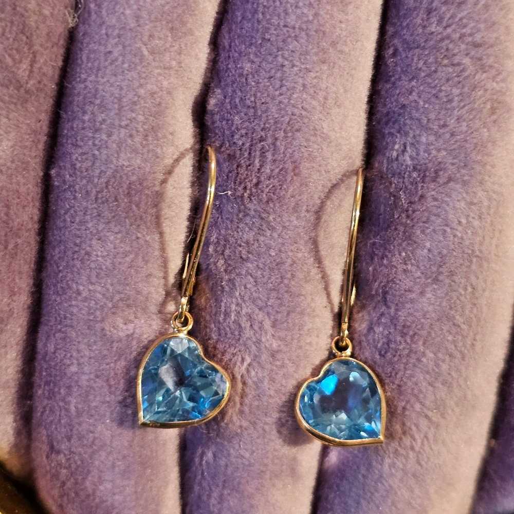 New. 10k blue topaz heart earrings approximately … - image 2