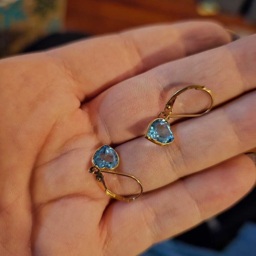 New. 10k blue topaz heart earrings approximately … - image 3