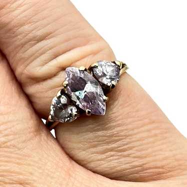 Womens Ring 10K Yellow Gold Purple Cubic Zirconia… - image 1