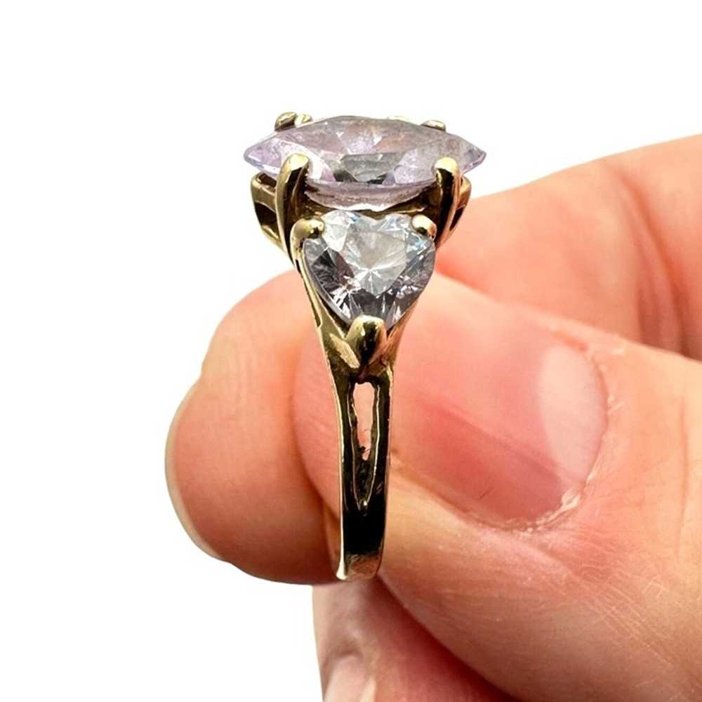 Womens Ring 10K Yellow Gold Purple Cubic Zirconia… - image 5