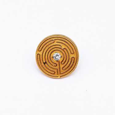 Nanosecond Pin, 14K Labyrinth Pin, 14k Diamond Tie
