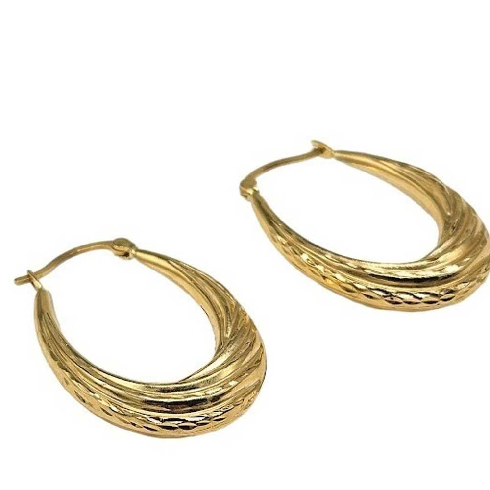 Light 14K gold vintage hoop earrings - image 2