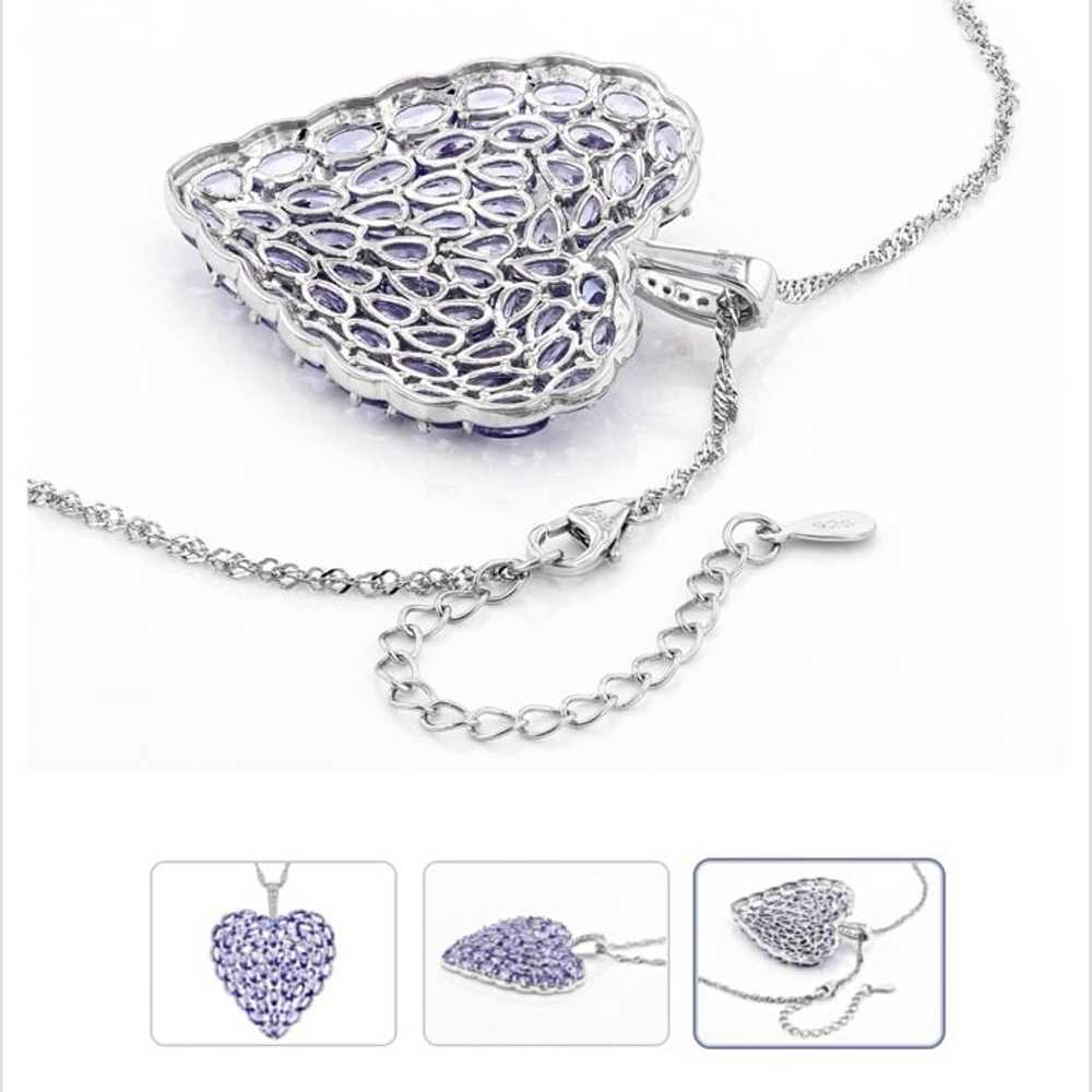 Tanzanite rhodium plated sterling silver heart pe… - image 7