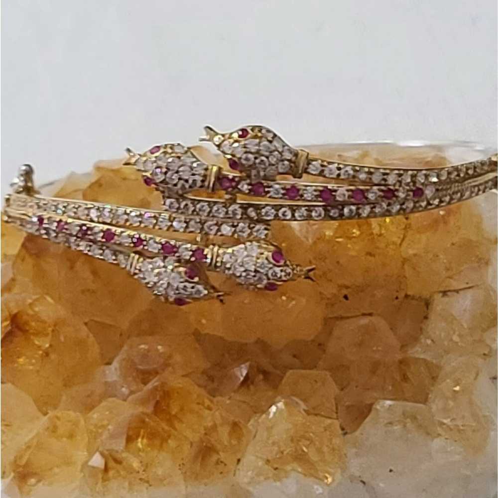 Vintage Ruby,White Topaz Snake Bracelet - image 3