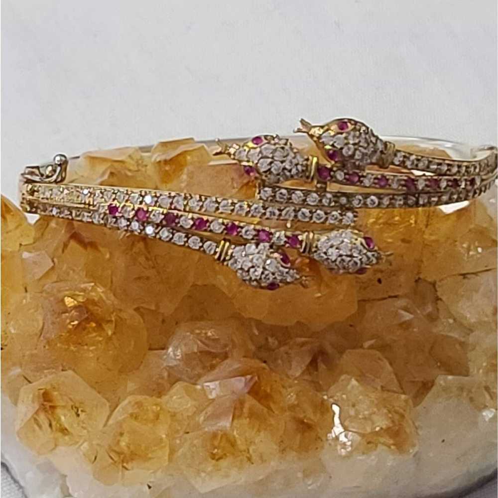 Vintage Ruby,White Topaz Snake Bracelet - image 4