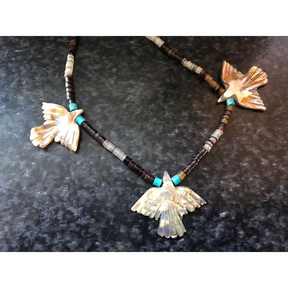 Zuni Necklace Native American Hand Carved Mother … - image 4