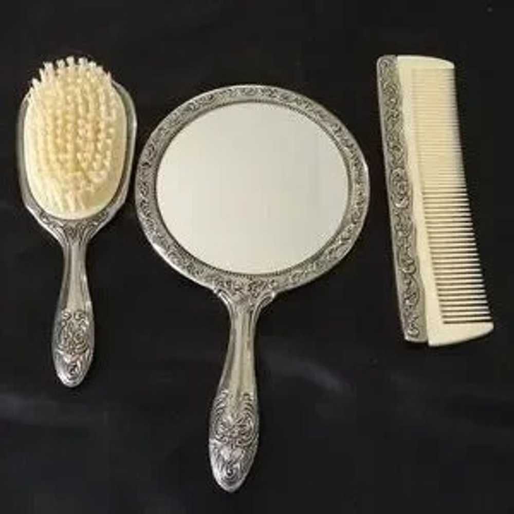 Vintage silver plated vanity set - image 1