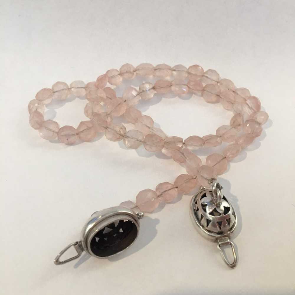 Faceted rose quartz bead silver necklace - image 7