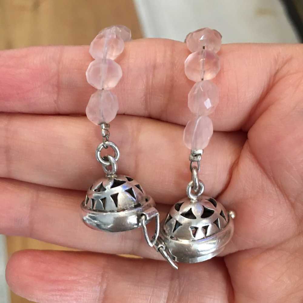 Faceted rose quartz bead silver necklace - image 9