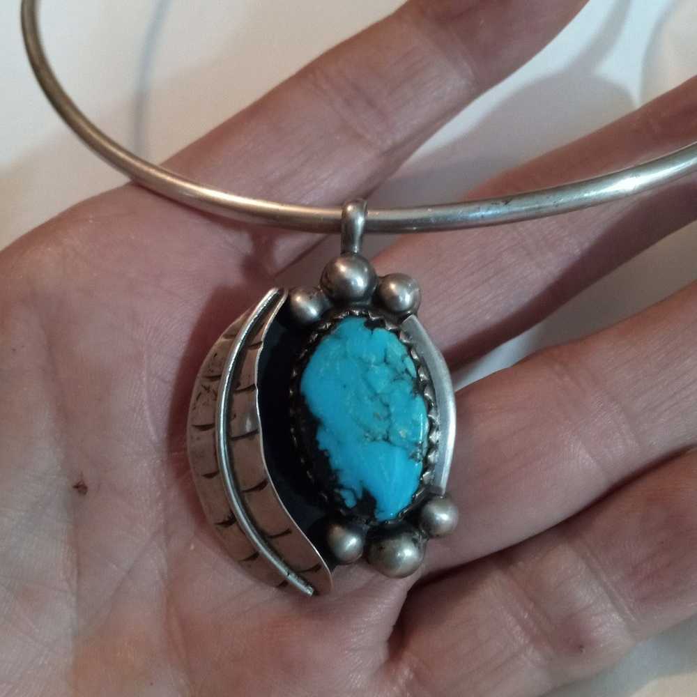 Native American Indian Turquoise Pendant Necklace… - image 1