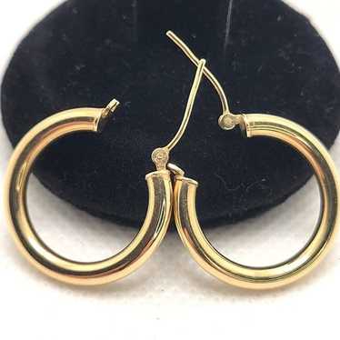 14KT Solid Yellow Gold Hoop Earrings Medium 22mm … - image 1