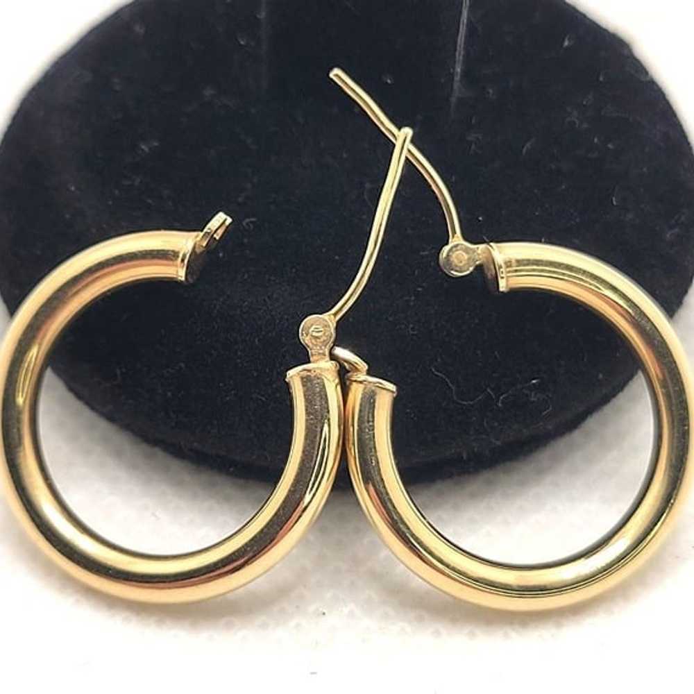 14KT Solid Yellow Gold Hoop Earrings Medium 22mm … - image 2