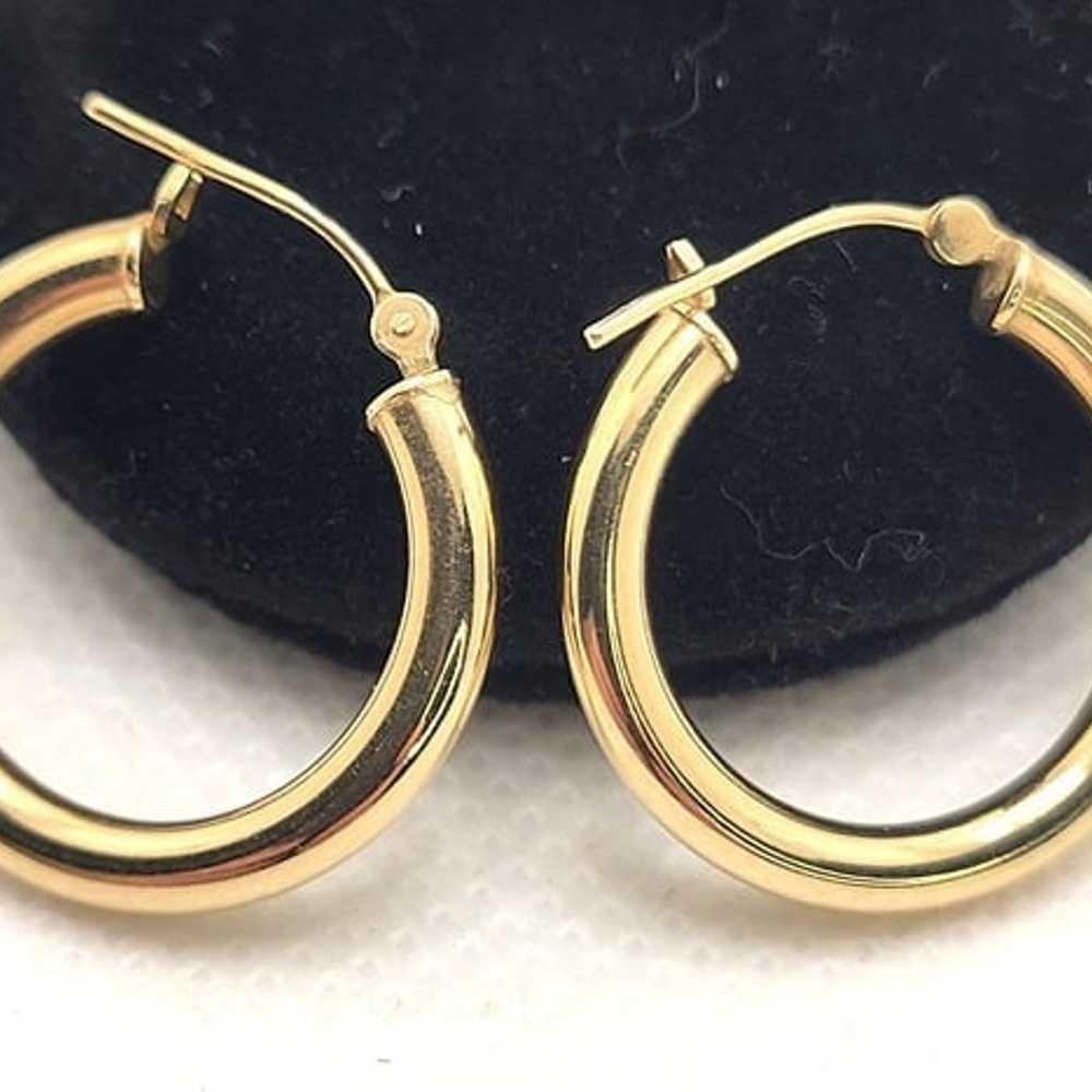 14KT Solid Yellow Gold Hoop Earrings Medium 22mm … - image 3