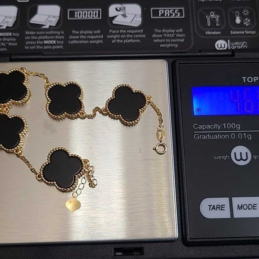 Real 18k Yellow Gold Clover Bracelet Au750  Light… - image 4