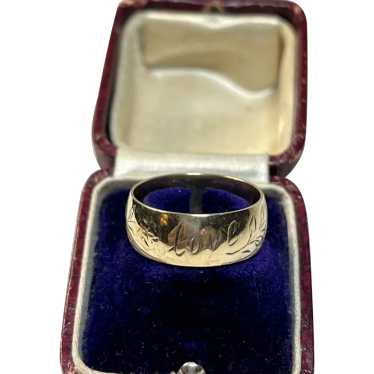 9 KT Gold Wide Band Ring-Engraved " I Love You" - image 1