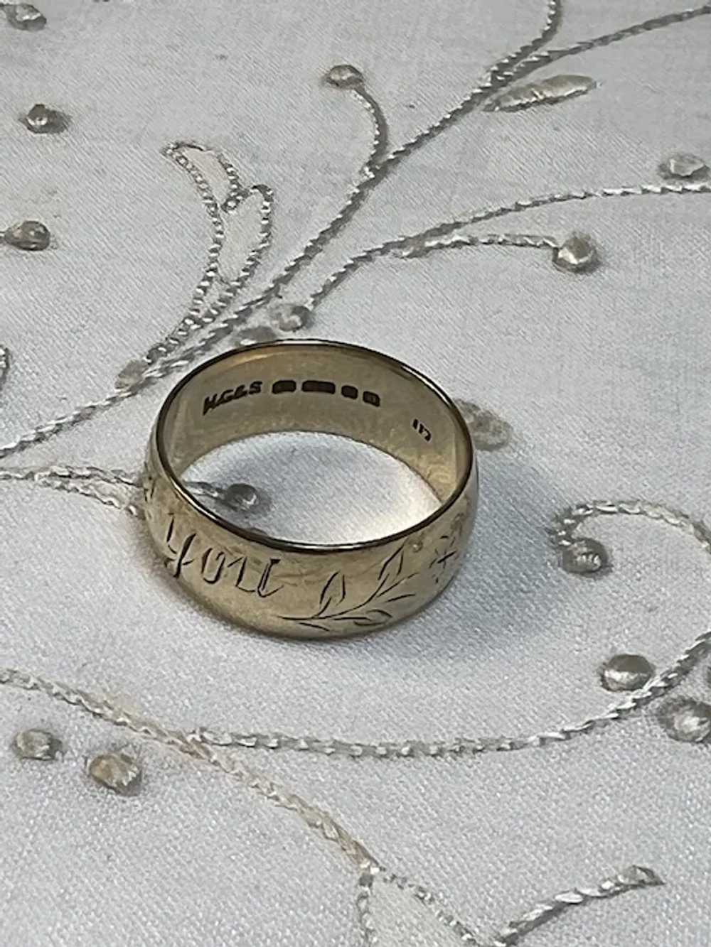 9 KT Gold Wide Band Ring-Engraved " I Love You" - image 3