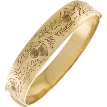 Stunning Vintage Engraved Hinged Bangle Bracelet … - image 1