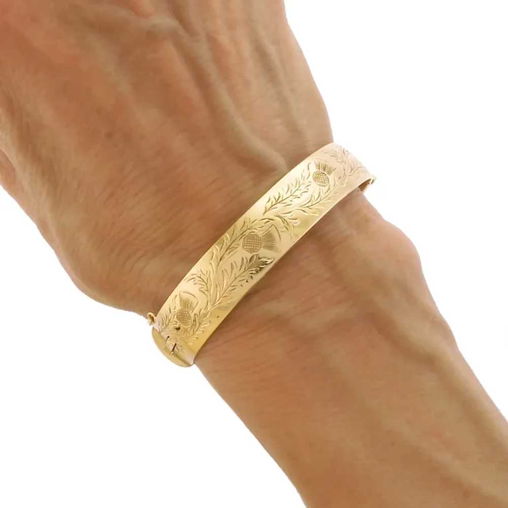 Stunning Vintage Engraved Hinged Bangle Bracelet … - image 8