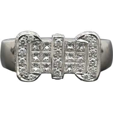 18K White Gold Retro Diamond Cluster Men's Ring - image 1