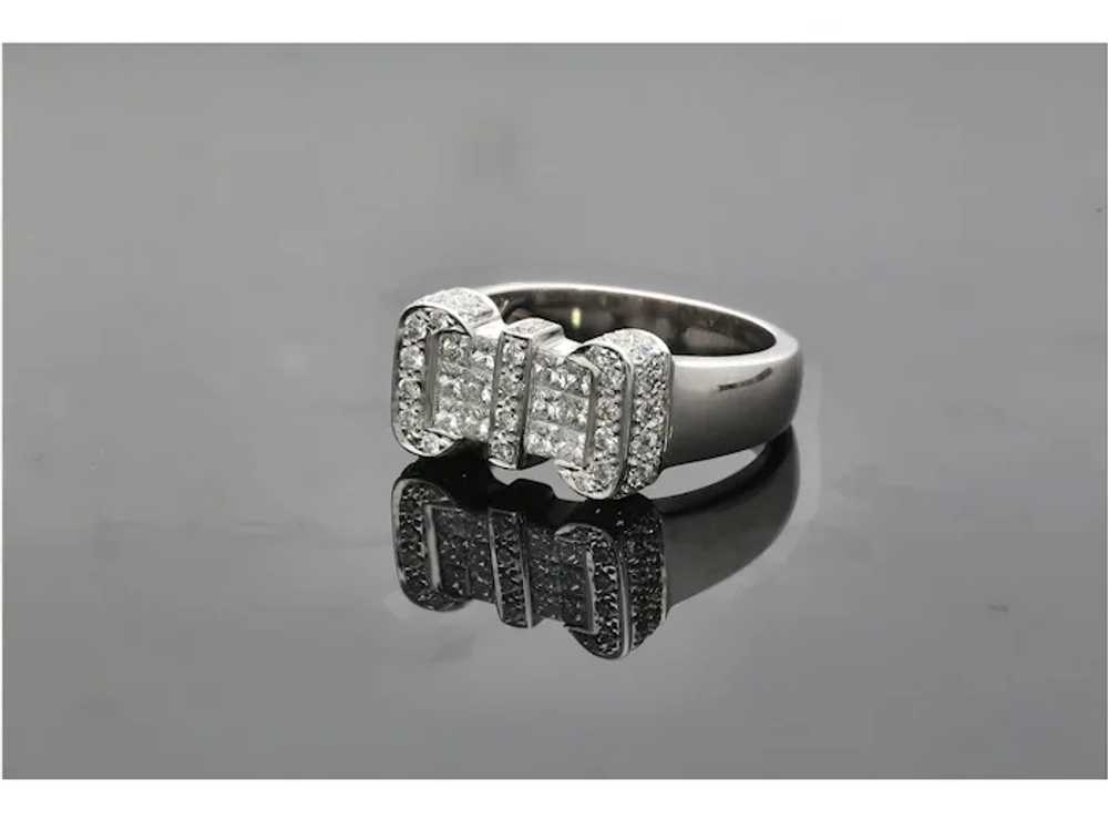 18K White Gold Retro Diamond Cluster Men's Ring - image 2