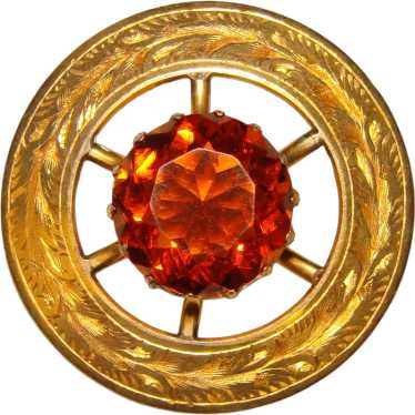 Fabulous AMBER GLASS Stone Engraved Vintage Sash … - image 1