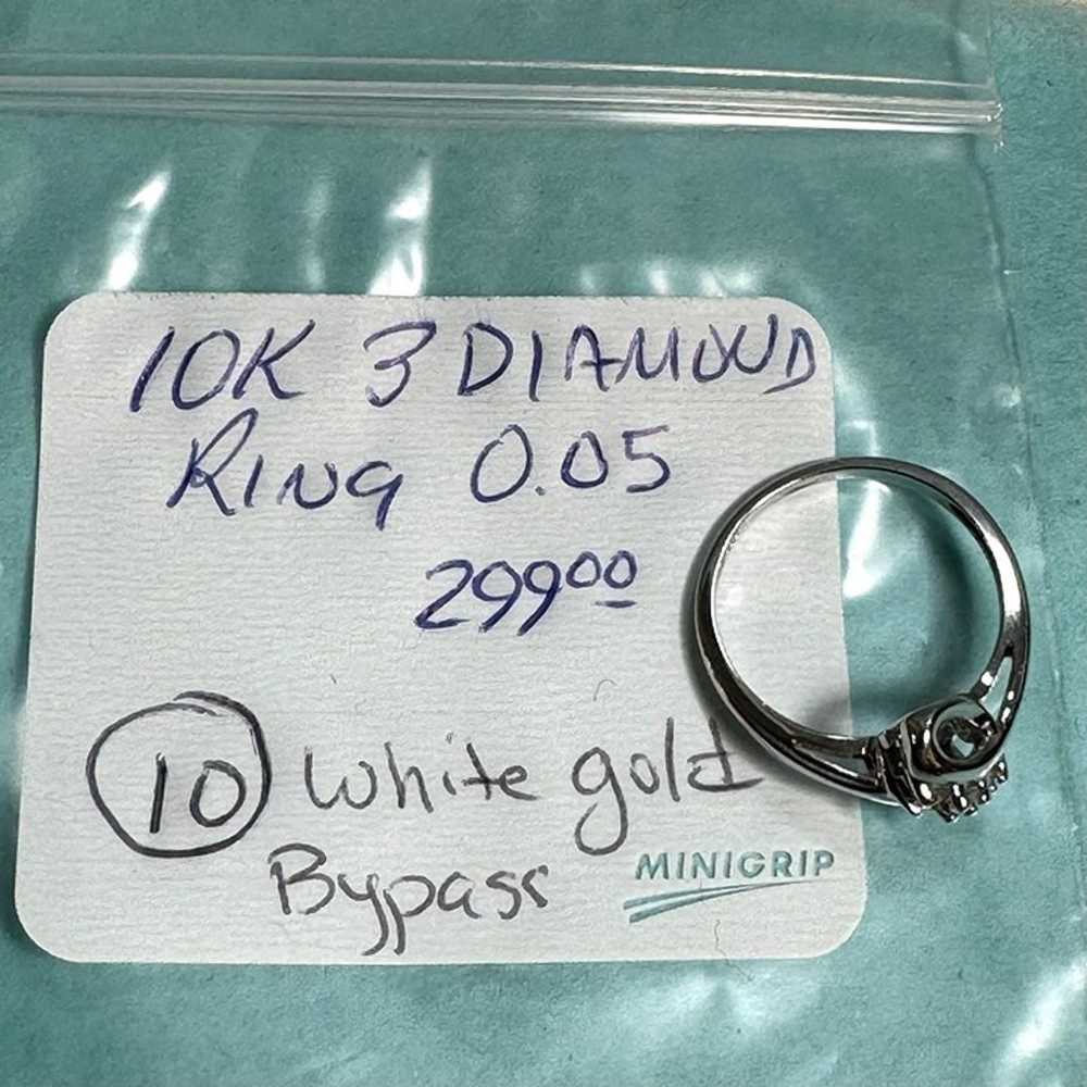 10K White Gold Three Diamond Bypass Promise Engag… - image 10