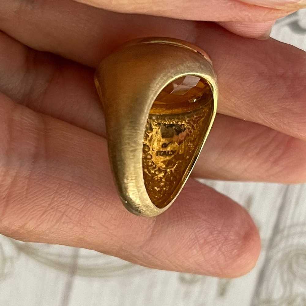 Italian signed gold vermeil citrine ring - image 10