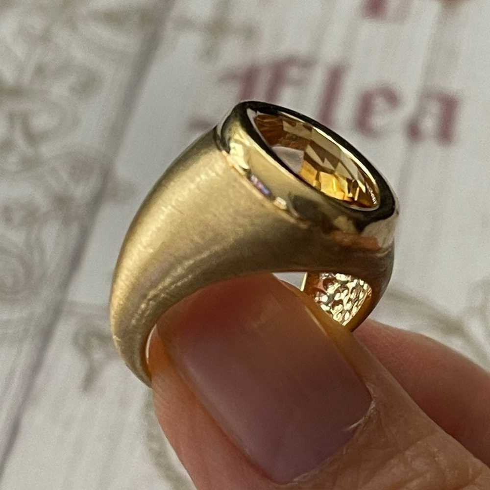 Italian signed gold vermeil citrine ring - image 11