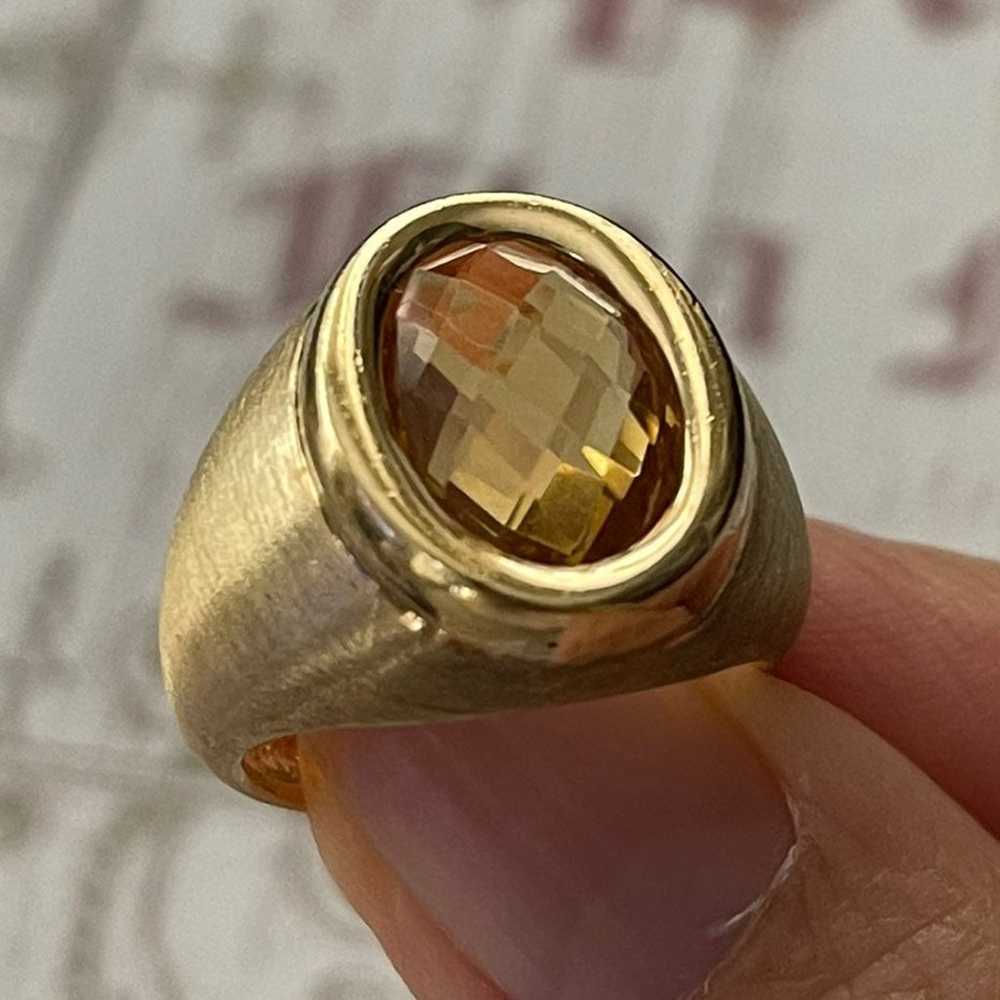 Italian signed gold vermeil citrine ring - image 12