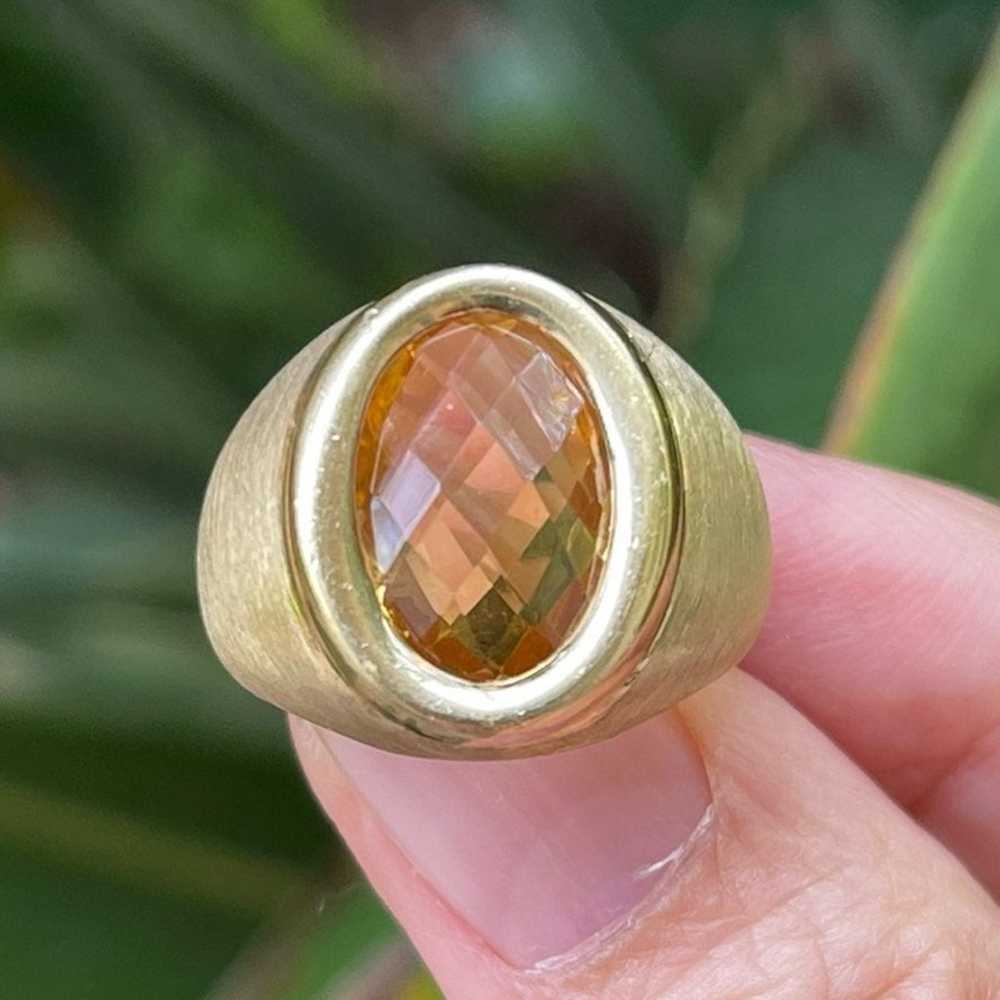 Italian signed gold vermeil citrine ring - image 1