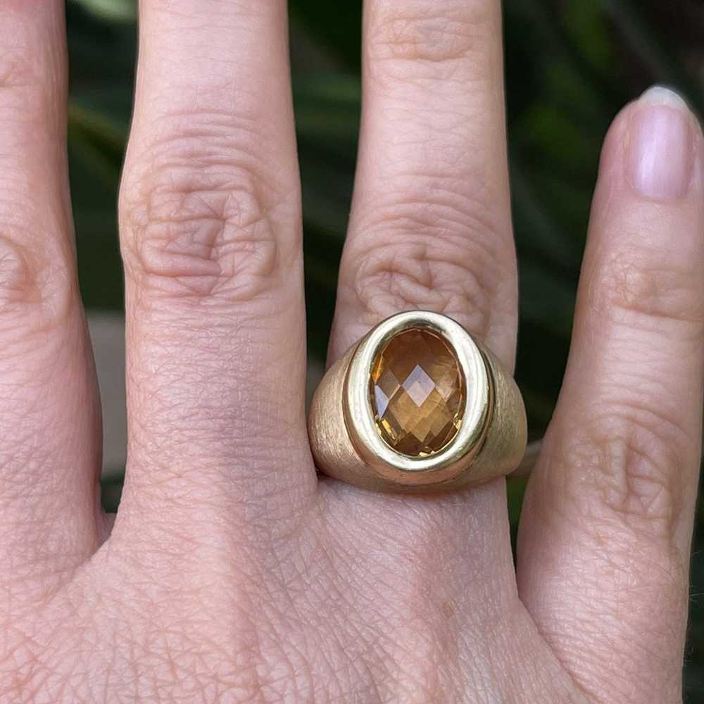 Italian signed gold vermeil citrine ring - image 2