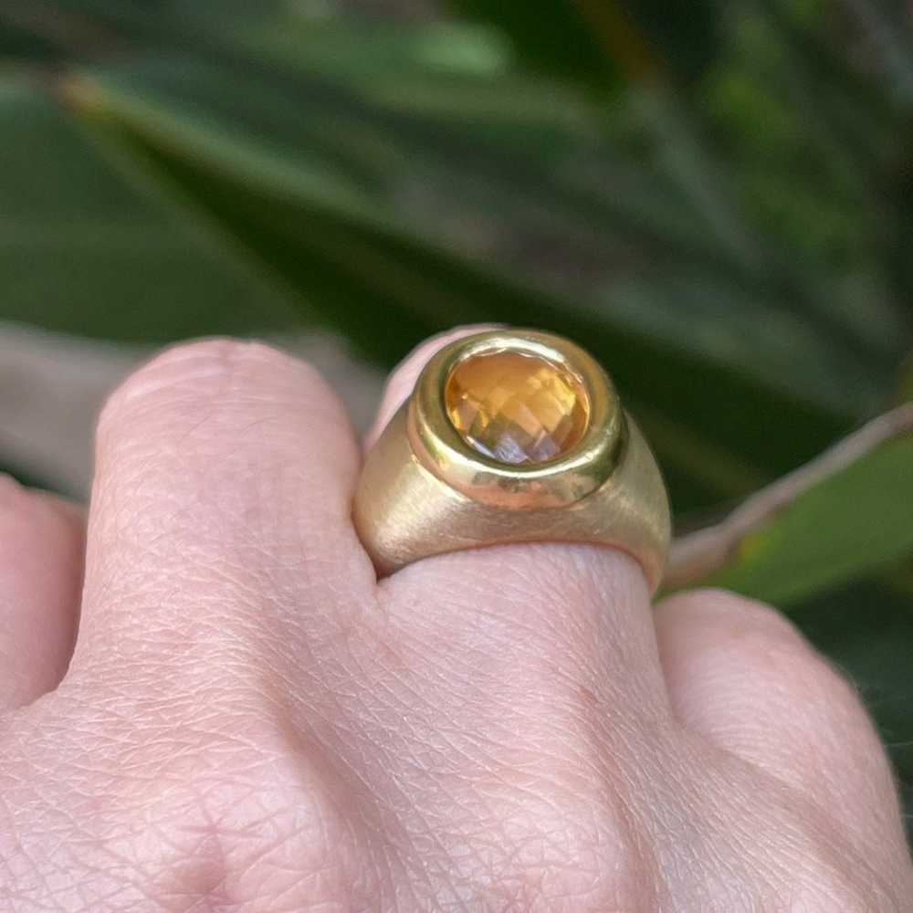 Italian signed gold vermeil citrine ring - image 3