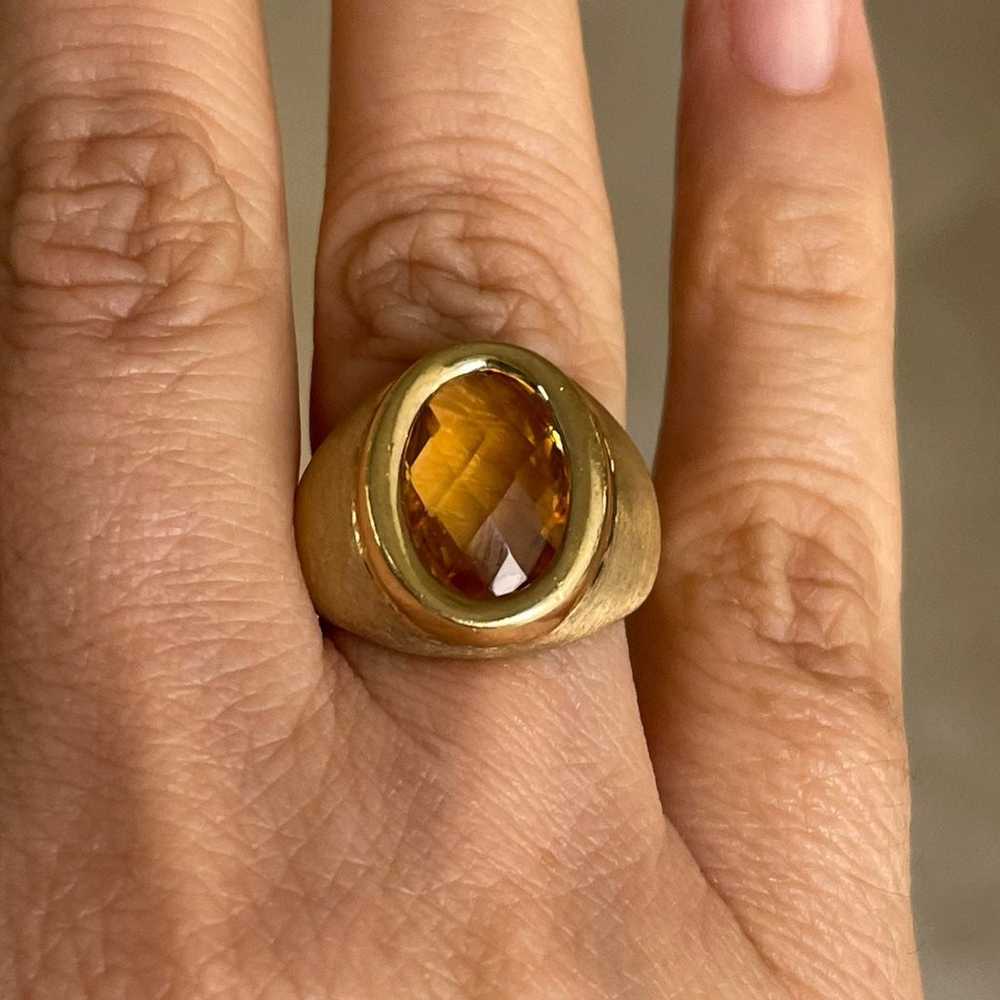 Italian signed gold vermeil citrine ring - image 4