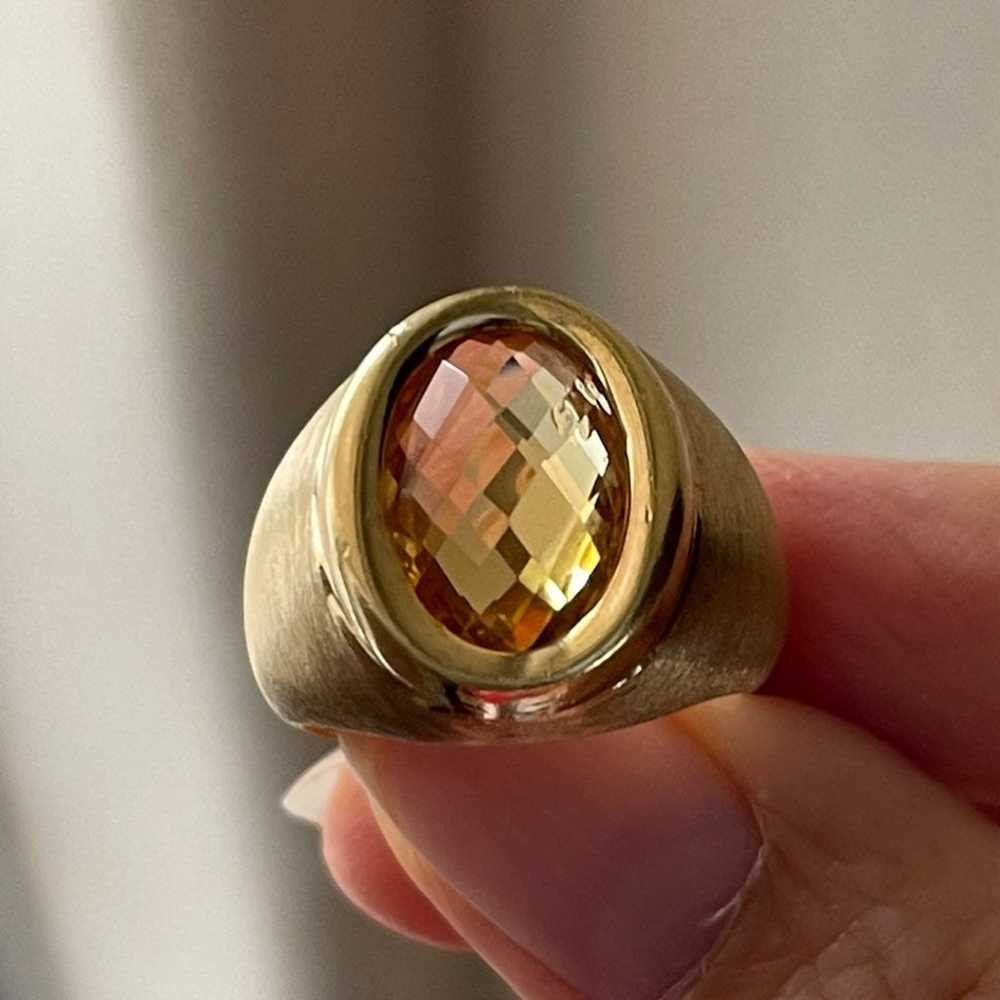 Italian signed gold vermeil citrine ring - image 7