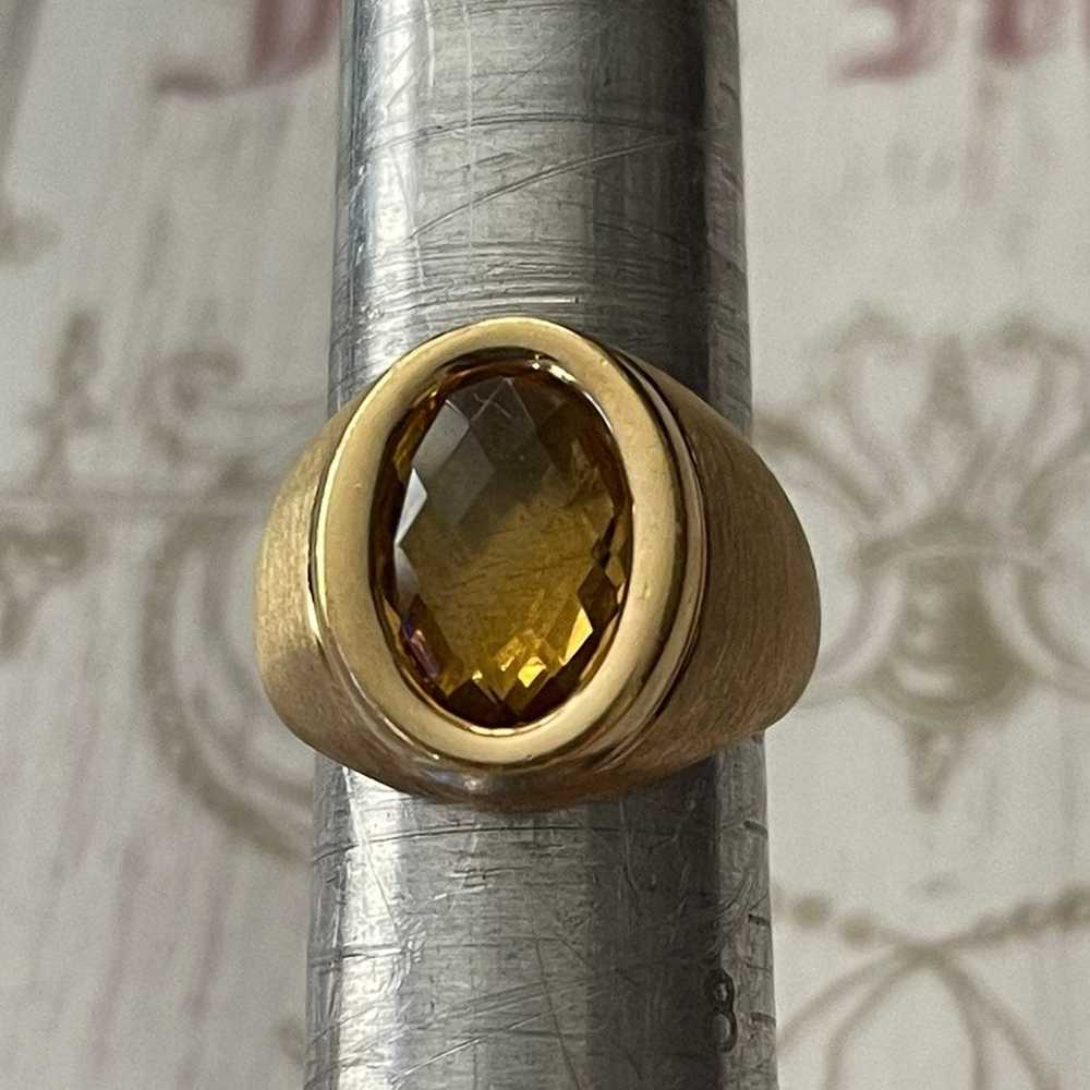 Italian signed gold vermeil citrine ring - image 8