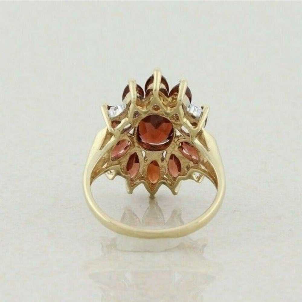 VTG 10k Yellow Gold Natural Garnet and Diamond Fl… - image 3