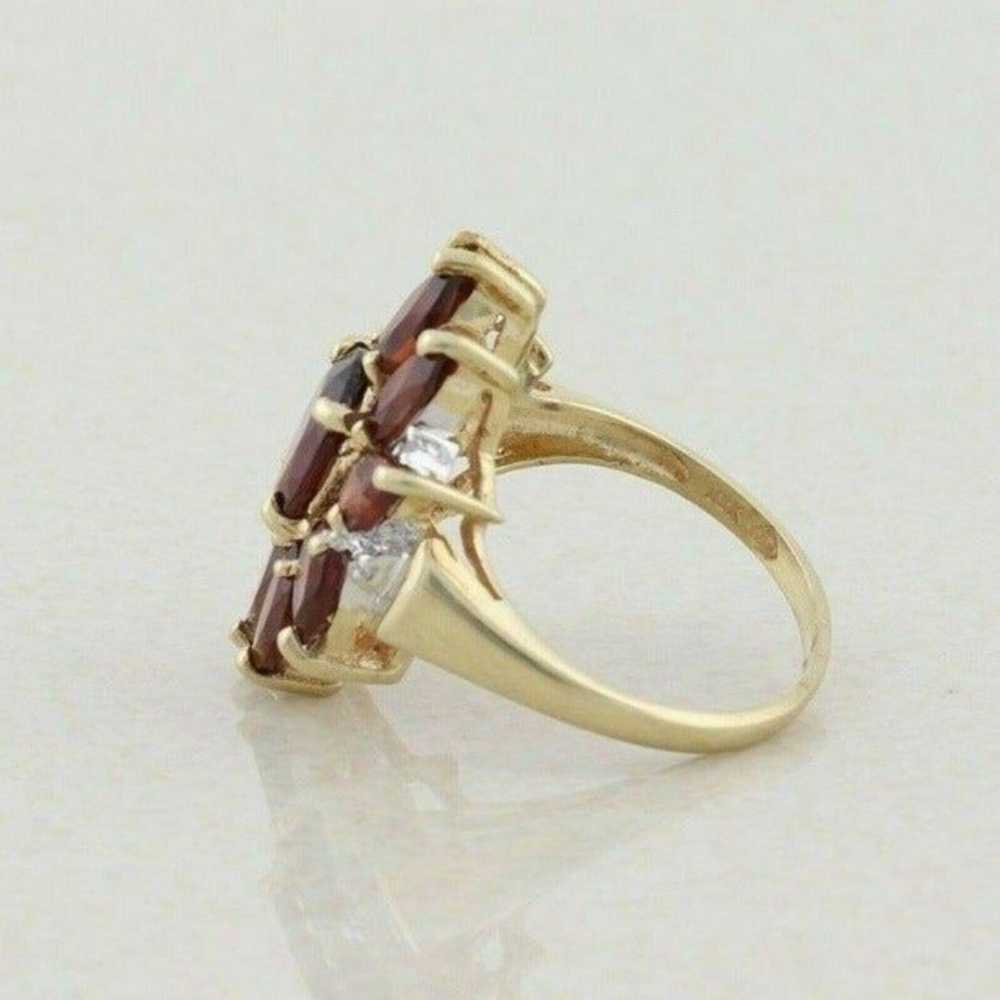 VTG 10k Yellow Gold Natural Garnet and Diamond Fl… - image 4