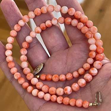 Natural Japanese momo salmon coral graduated bead 