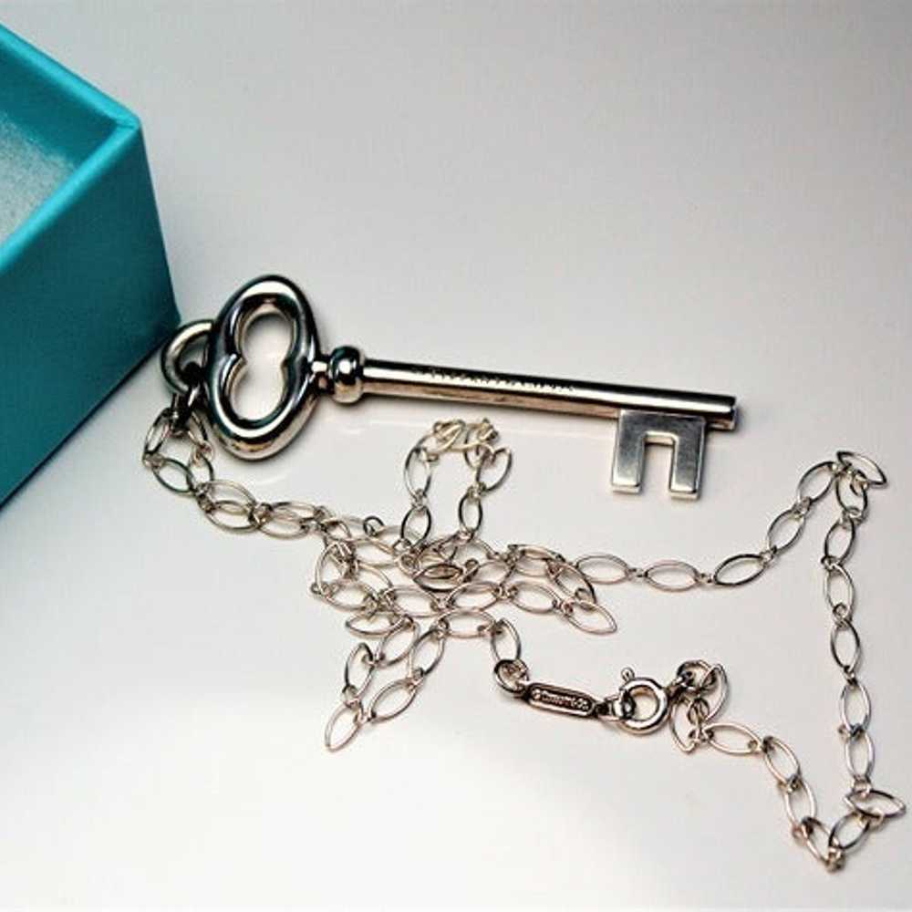 Tiffany & Co Sterling Silver Oval Key 16" Necklace - image 2