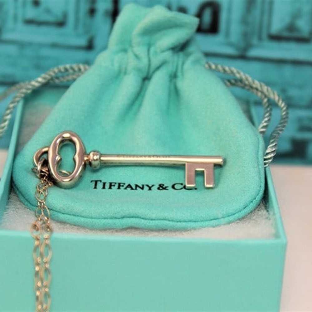 Tiffany & Co Sterling Silver Oval Key 16" Necklace - image 3